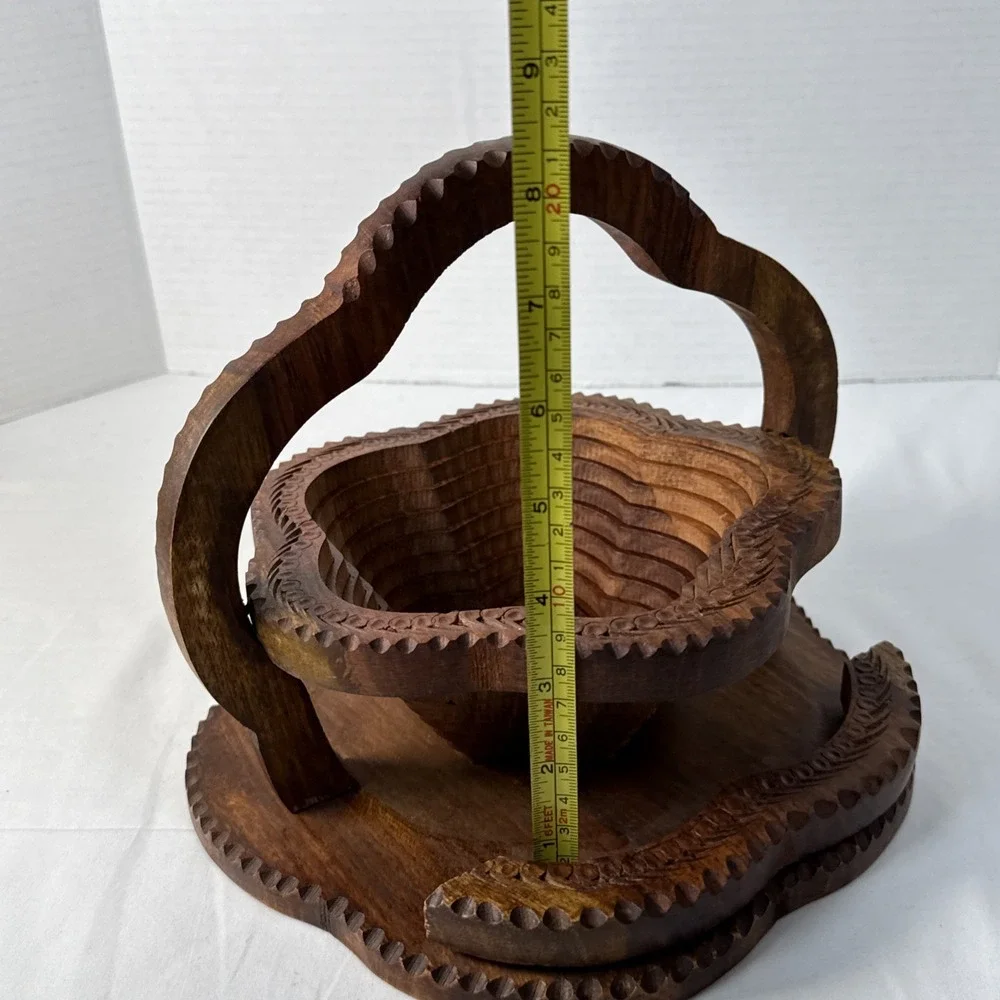 VTG.Folding Spiral Collapsible Wooden Swivel To Close. Afghanistan. bowl 7.5